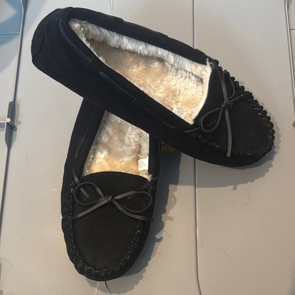 Women's Fanture Black Moccasin Slippers